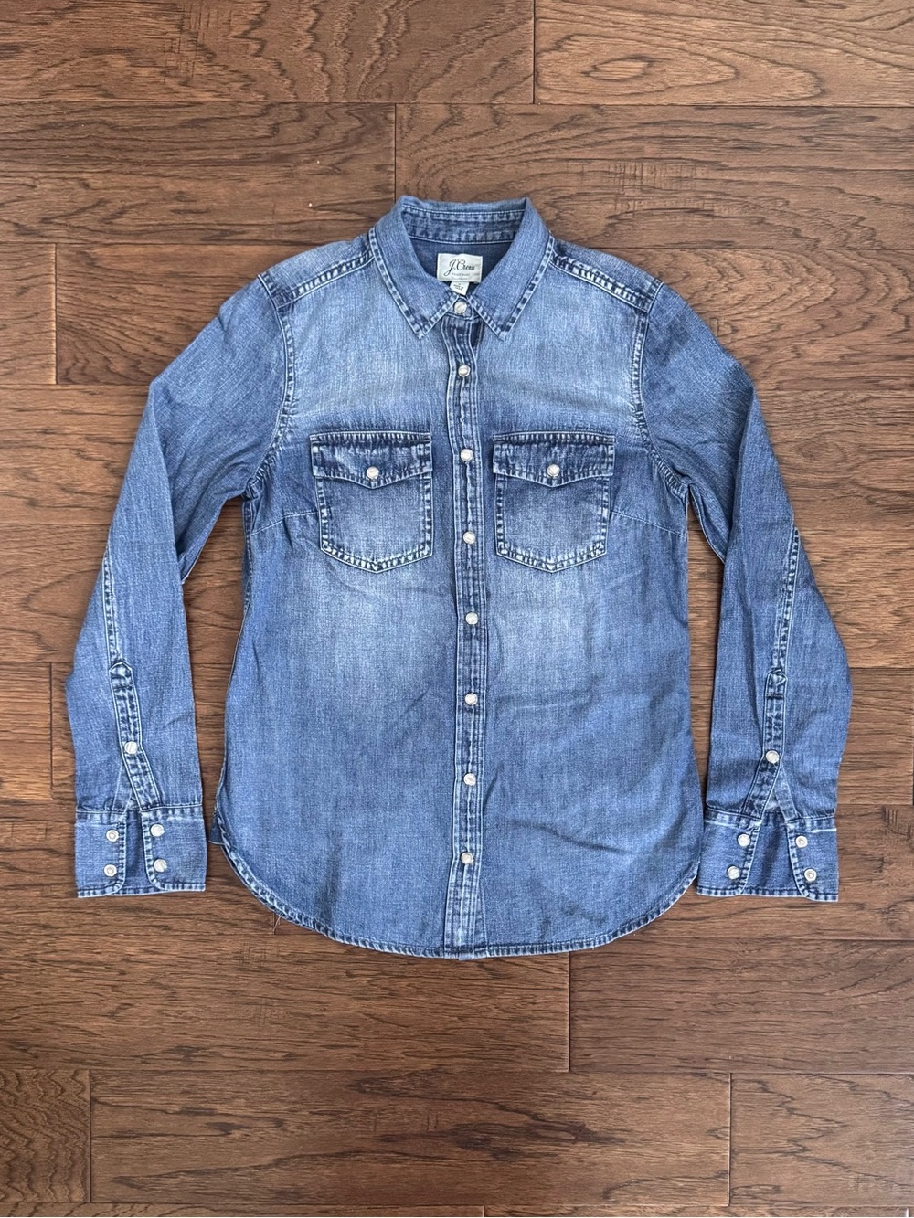 EUC J Crew Blue Denim Button Down Shirt Size 2